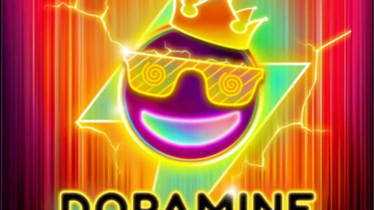 Tampilan visual neon yang memukau dari slot Dopamine Rush Dice